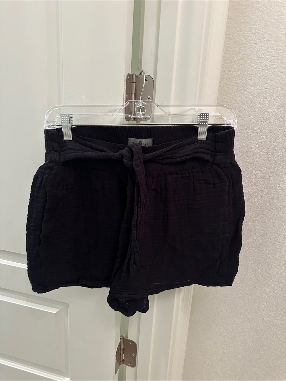 sundays Black High-Waist Tie-Front Shorts